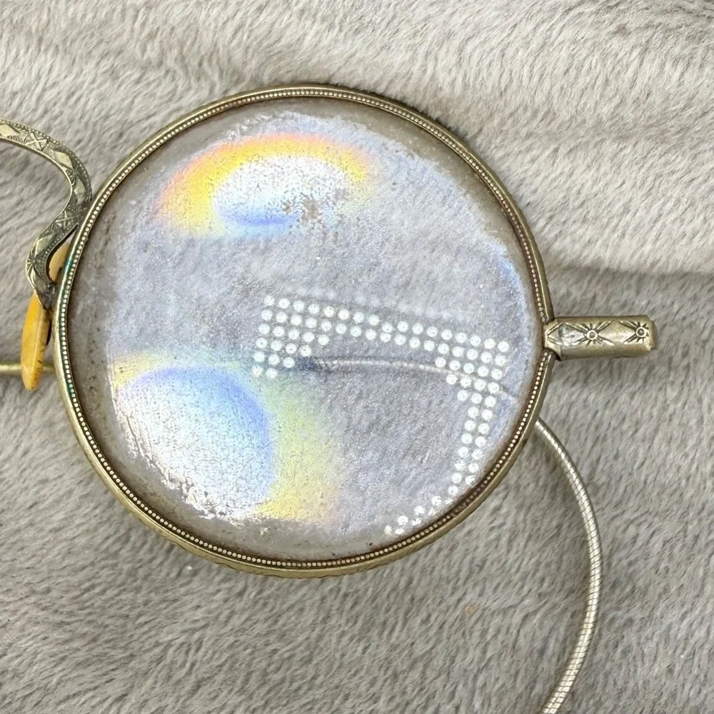 Vintage Wire Frame Glasses Gold Tone Art Deco Round Etched Bridge